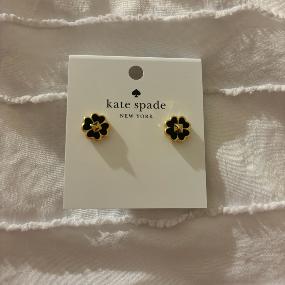 Brand New Kate Spade Black Enamel Studs Earrings